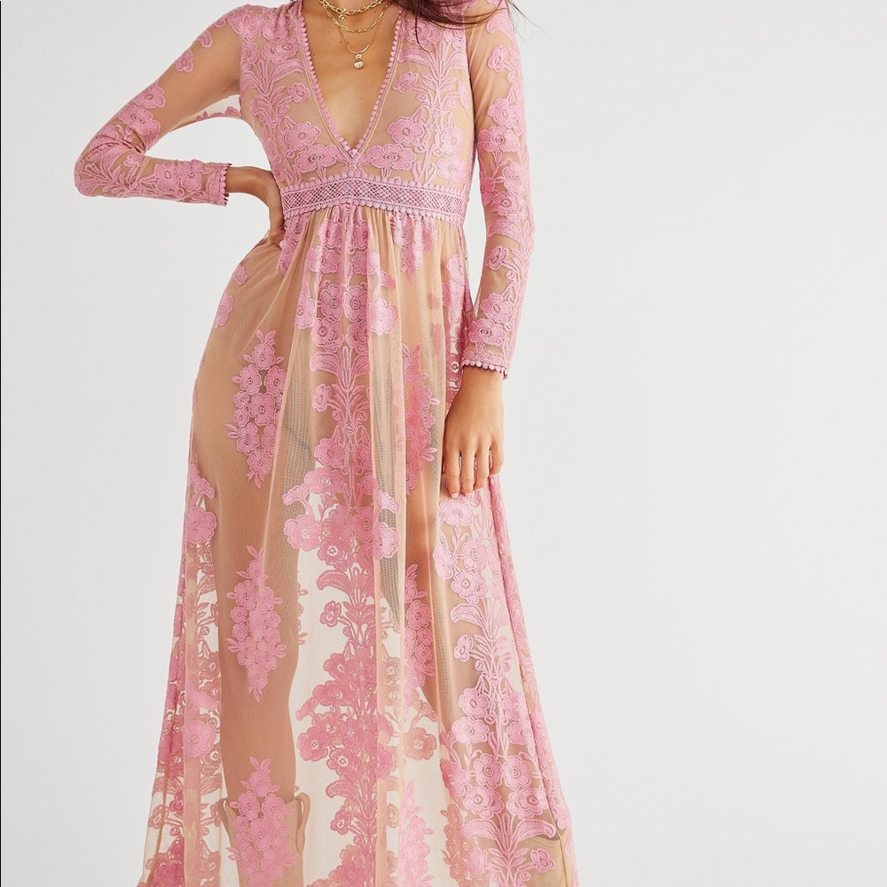 For Love and Lemons Temecula Maxi Dress Pink XS